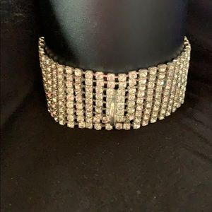 Rhinestone Choker with Loop - 70s Disco Days
